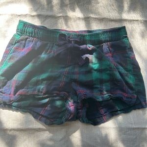 Plaid pajama shorts